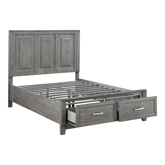 Homelagance 1450F-1* Garretson Gray Full Platform Bed with Footboard Storage