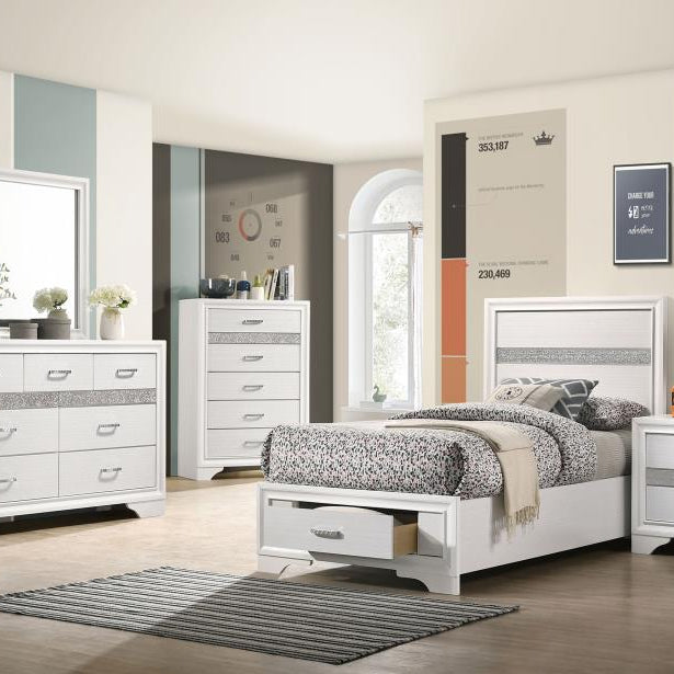 Coaster 205111T Miranda White Twin Storage Platform Bed