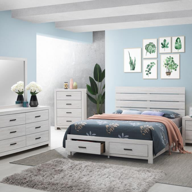 Coaster 207050Q Coastal White Queen Platform Bed w/ Storage