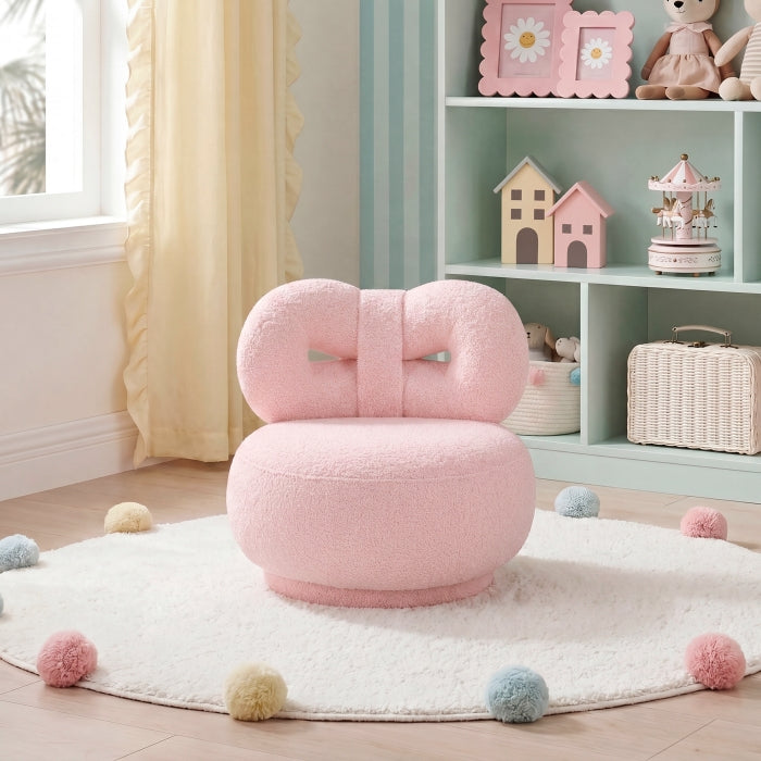 Homelegance 4213PK-1MN Mallow Mini Pink Bow Kid's Swivel Chair