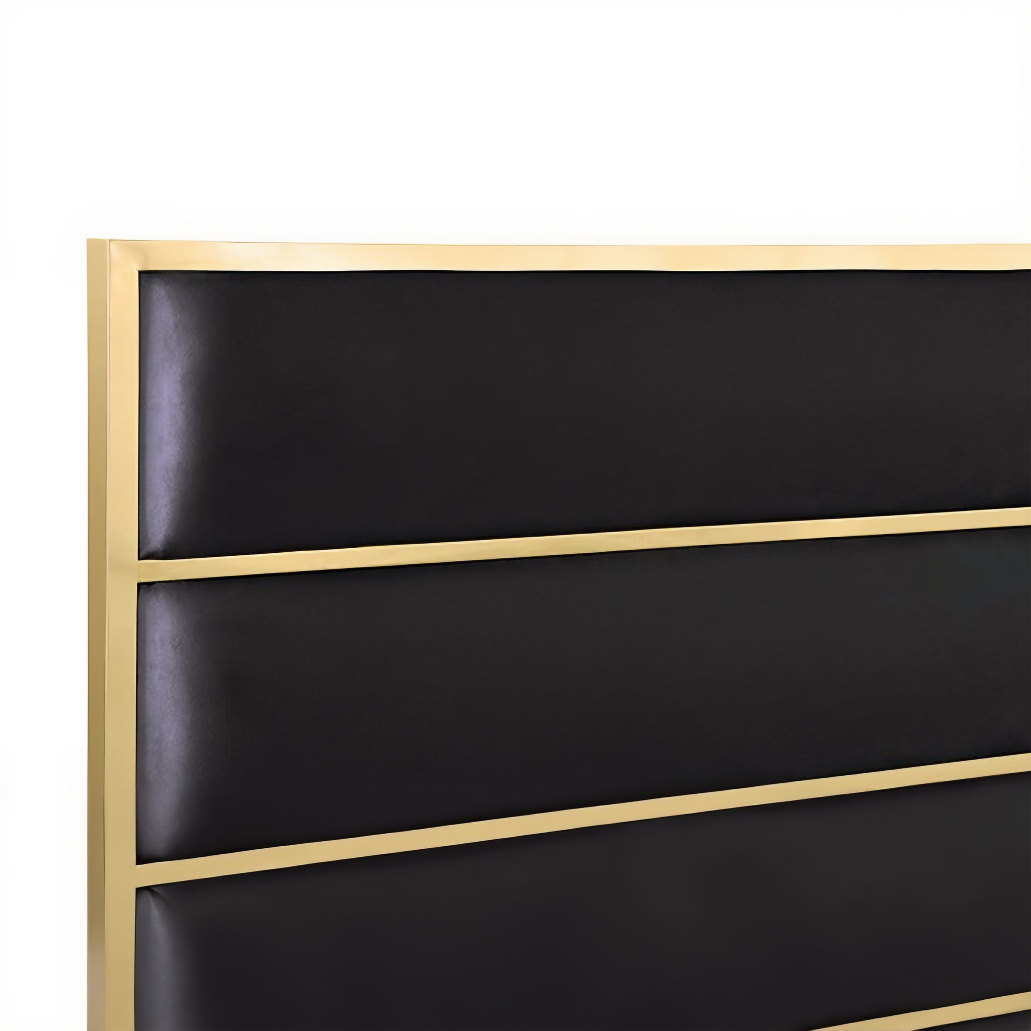 FOA FM77005GDBK-Q-BED Andriola Gold & Black Platform Queen Bed