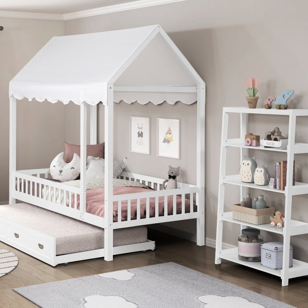 Homelegance B2024WHCP-1 Sloane White Twin Canopy Platform Bed ( Trundle / Storage Drawers Sold Separately )