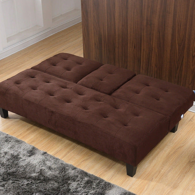 Milton 7501-BR Dark Brown Dacron Futon w/ Cup Holder