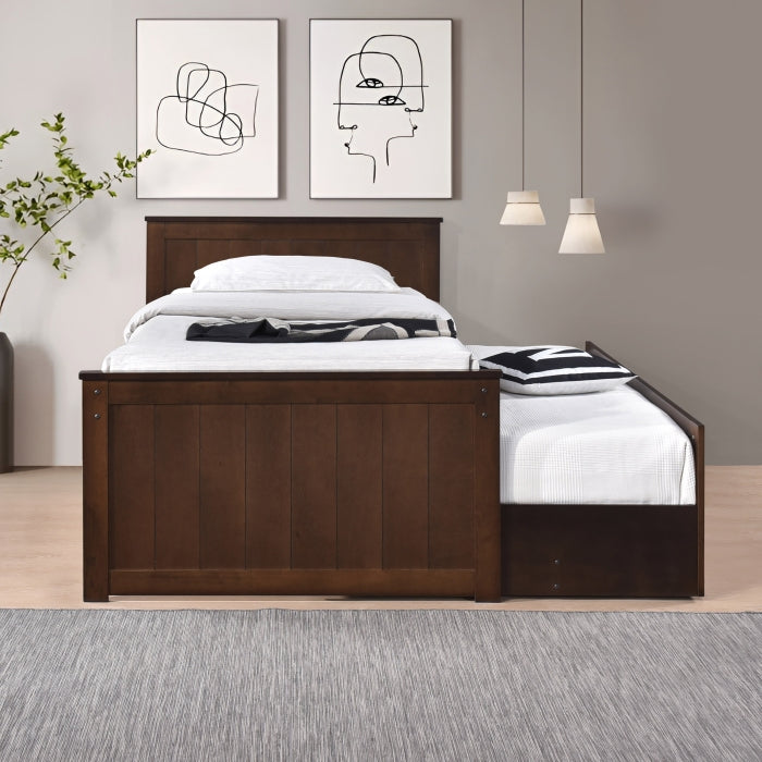 Milton 7549 Espresso Twin Platform Bed w/ Trundle & Drawers