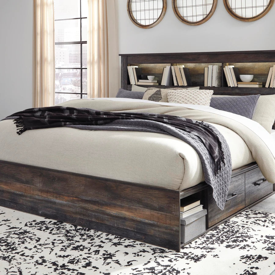 Ashley B211B51 Drystan King Bookcase Bed with 2 Storage Drawers ( Special Order )