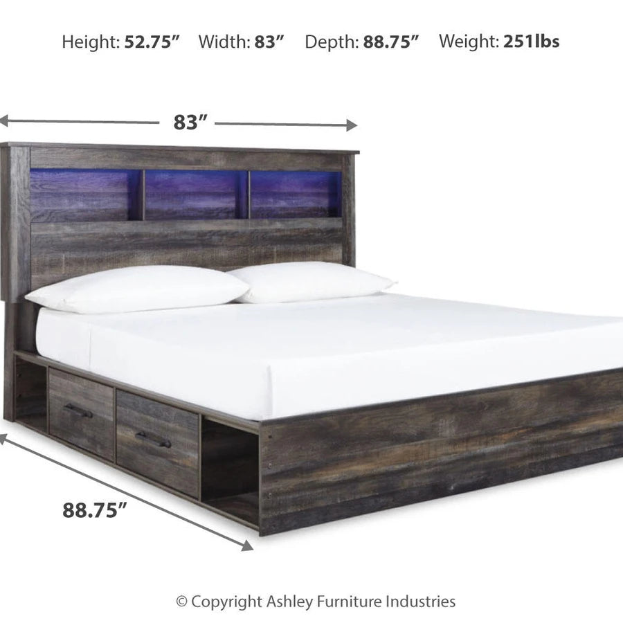 Ashley B211B51 Drystan King Bookcase Bed with 2 Storage Drawers ( Special Order )