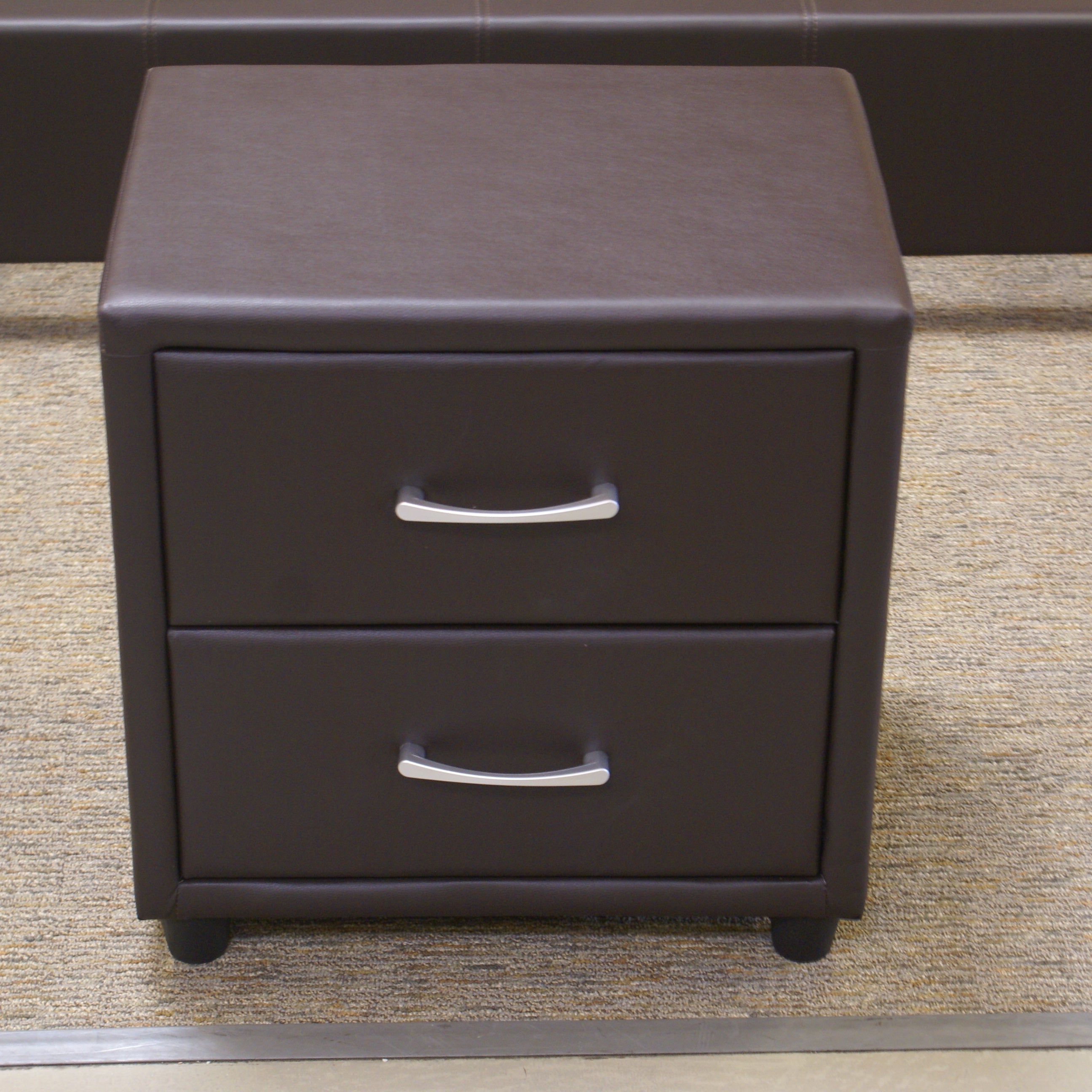 Homelegance 2220DBR-4 Lorenzi Dark Brown Upholstered Faux Leather Nightstand