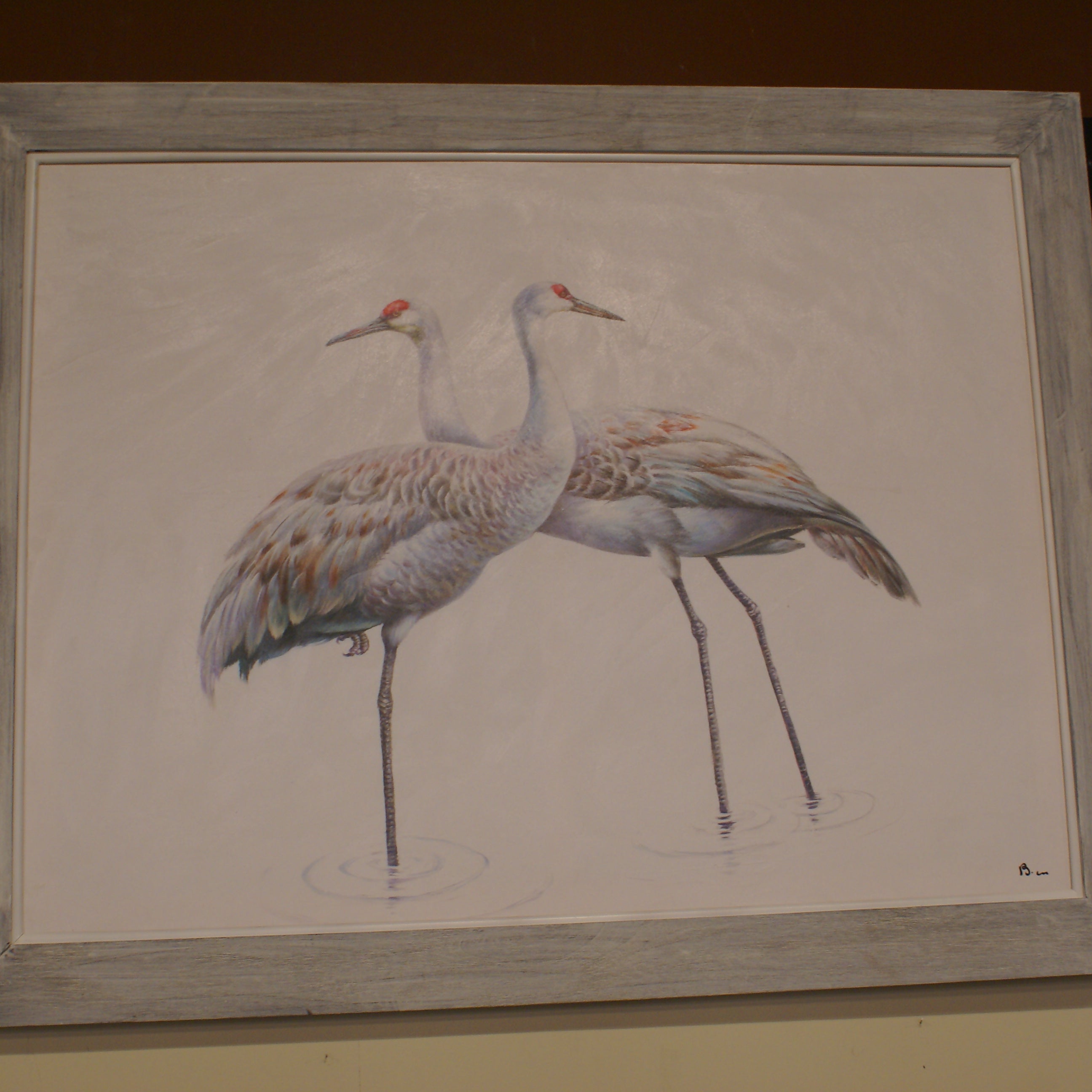 Sisko 44 x 56 Two Storks Framed Canvas Oil Painting
