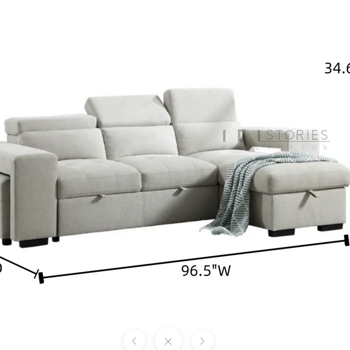 101 Stories 101S-SF1073 Sylphia Reversible Sofa Chaise w/ Pullout w/ Storage Chaise