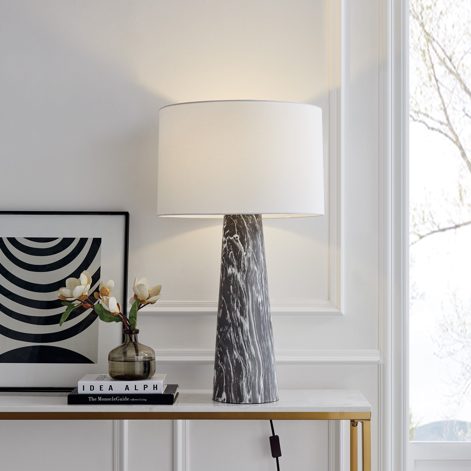 Lite Source LS-23923BLK Granville Black Marble Table Lamp