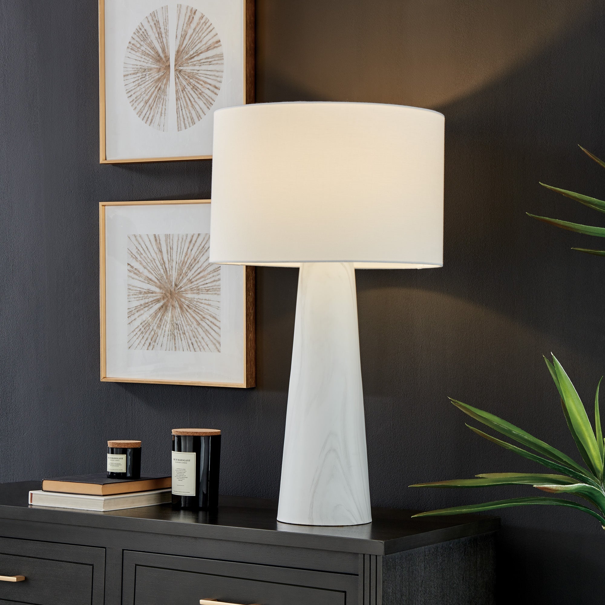 Lite Source LS-23923WHT Granville Marble Table Lamp