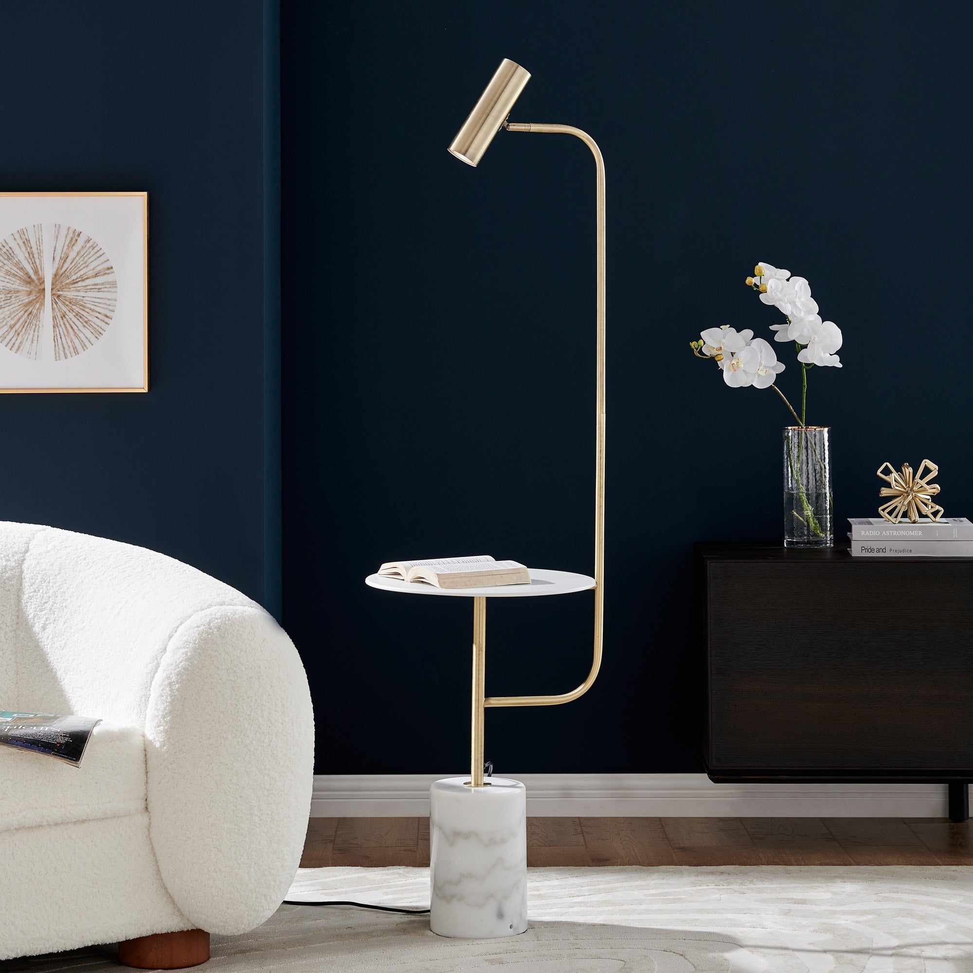 Lite Source LS-83740AB/WHT Tatum White Marble Floor Lamp