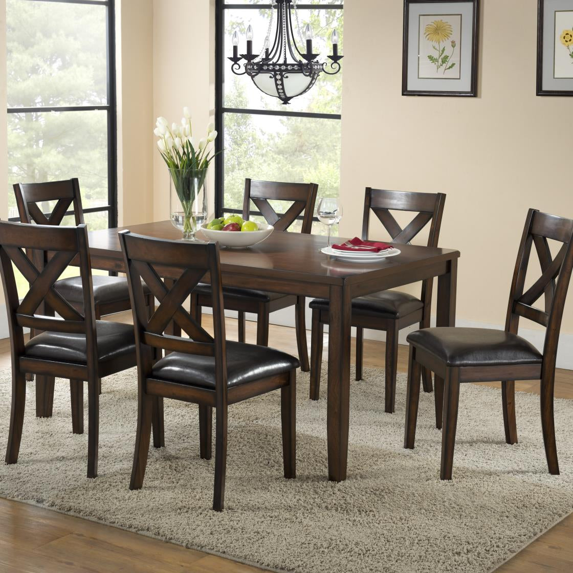 Urban Styles 1590 Palm Springs Brown 7 Piece Dining Pack