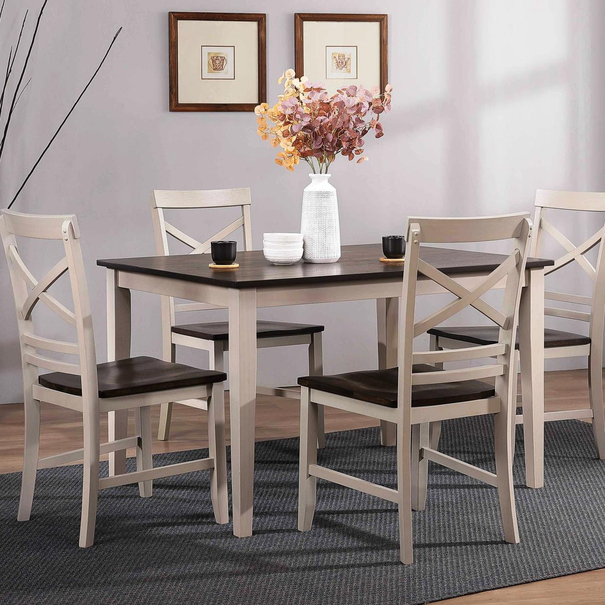 Urban Styles 1570 Reno Walnut/Ivory 5 Piece Pack Dining Set