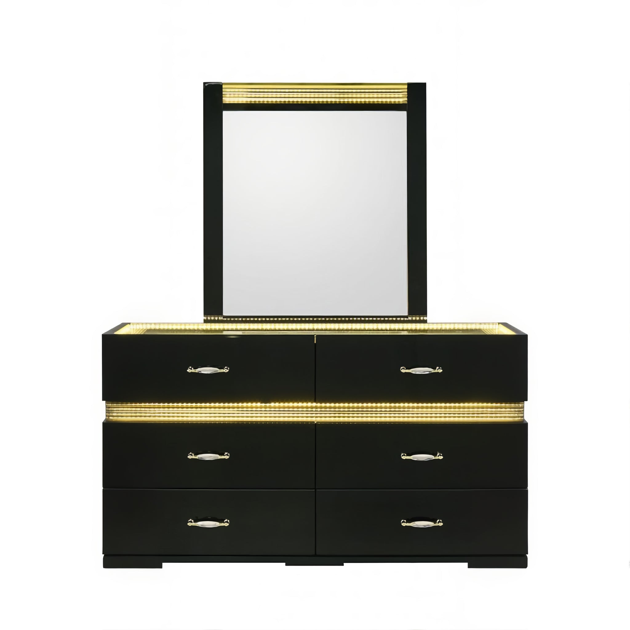 FOA FM72015BK-DM Lucida Black LED Dresser Mirror