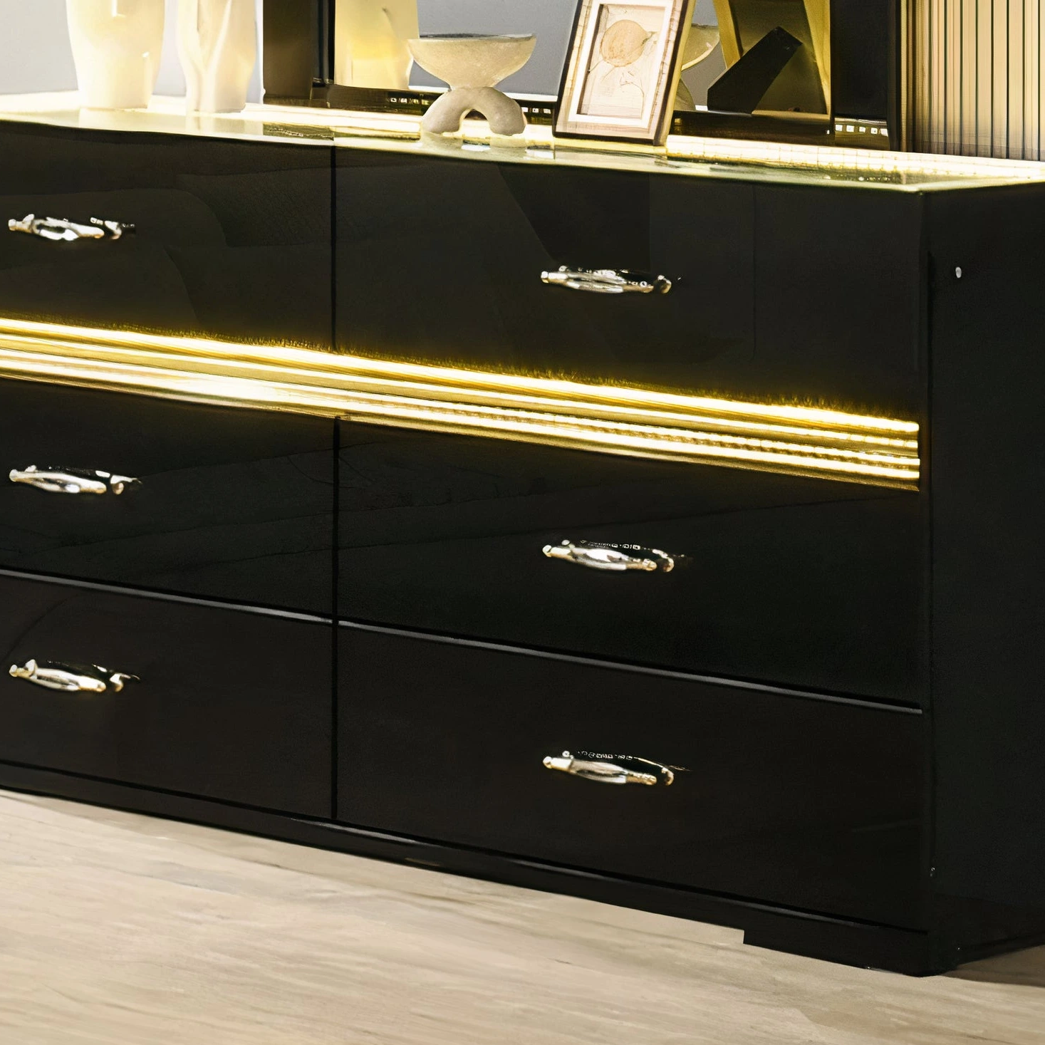 FOA FM72015BK-D Lucida Black LED Dresser