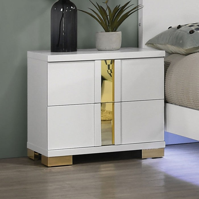 FOA FM7217WH-N Lillestrom White & Gold Nightstand