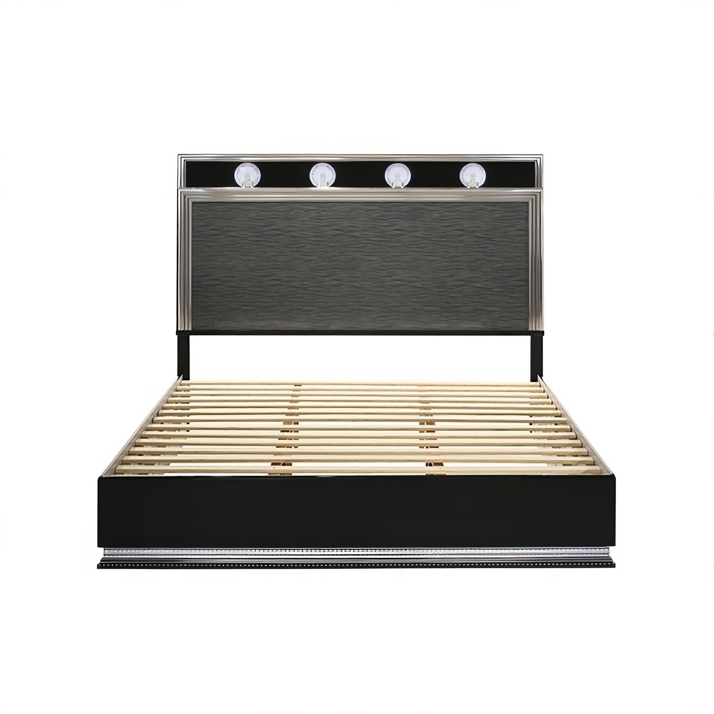 FOA FM72020DG-EK-BED Noire Gray & Black King LED Bed