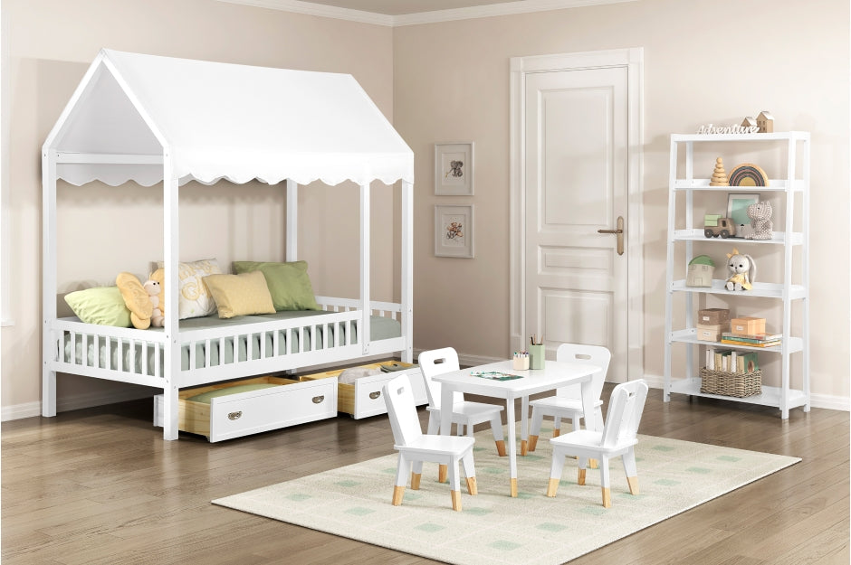 Homelegance B2024WHCP-1 Sloane White Twin Canopy Platform Bed ( Trundle / Storage Drawers Sold Separately )