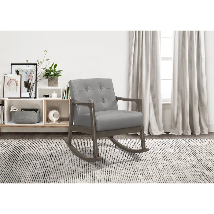 Homelegance 1049GY-1 Auden Gray Faux Leather Rocking Chair