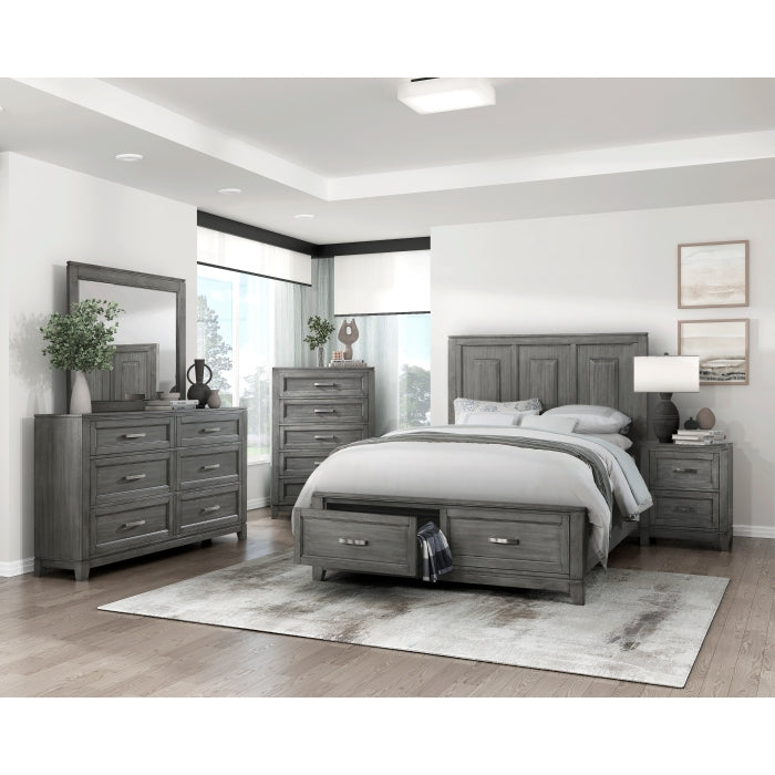 Homelegance 1450-1* Garretson Gray Queen Platform Bed with Footboard Storage
