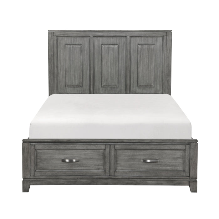 Homelegance 1450-1* Garretson Gray Queen Platform Bed with Footboard Storage