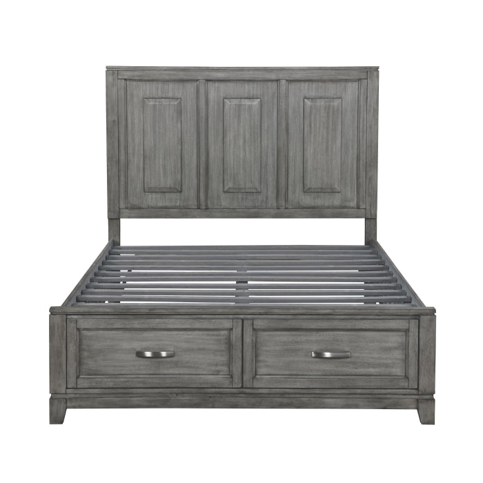Homelegance 1450-1* Garretson Gray Queen Platform Bed with Footboard Storage