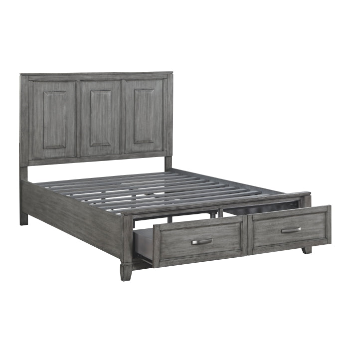 Homelegance 1450-1* Garretson Gray Queen Platform Bed with Footboard Storage