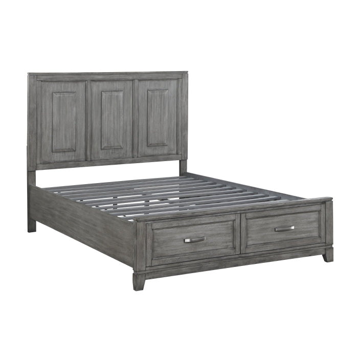 Homelegance 1450-1* Garretson Gray Queen Platform Bed with Footboard Storage