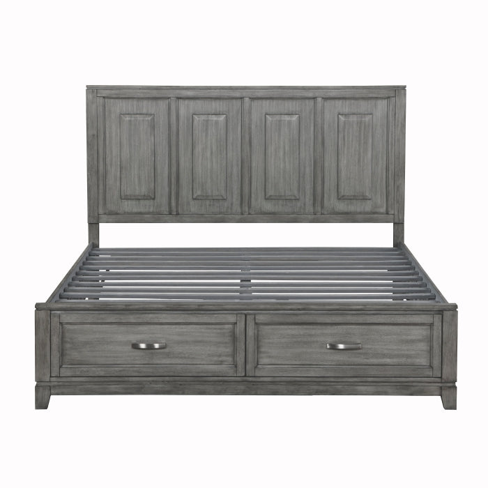 Homelegance 1450K-1EK* Garretson Gray King Platform Bed with Footboard Storage