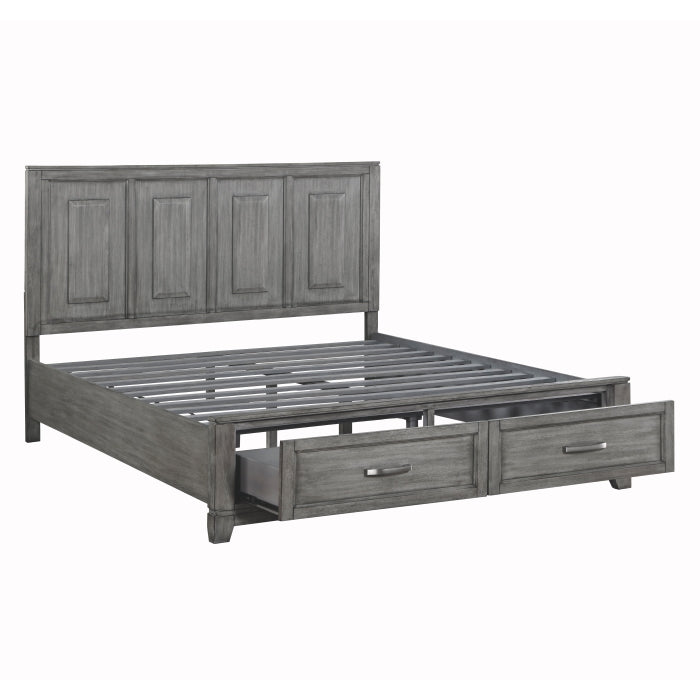 Homelegance 1450K-1EK* Garretson Gray King Platform Bed with Footboard Storage