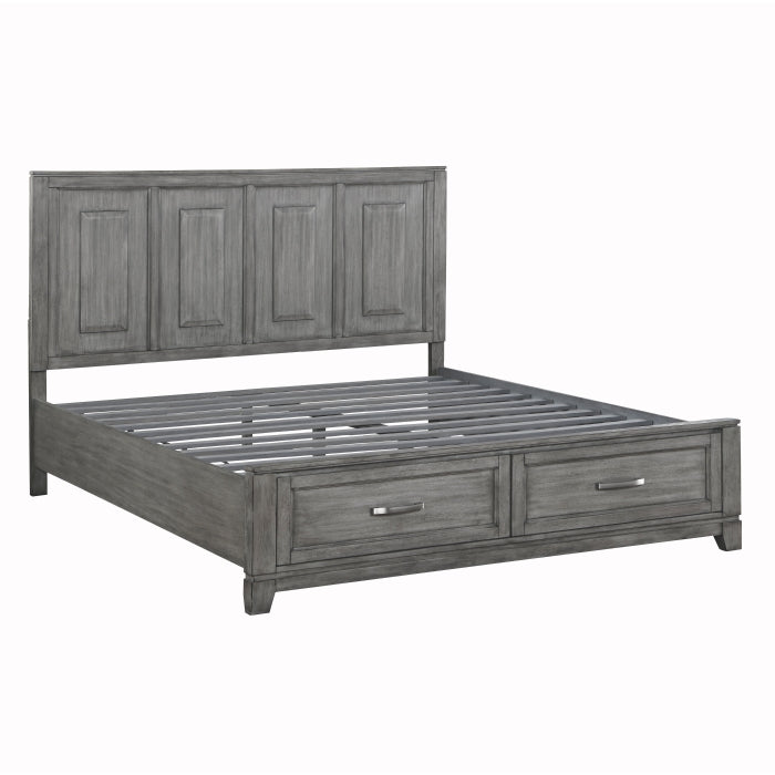 Homelegance 1450K-1EK* Garretson Gray King Platform Bed with Footboard Storage