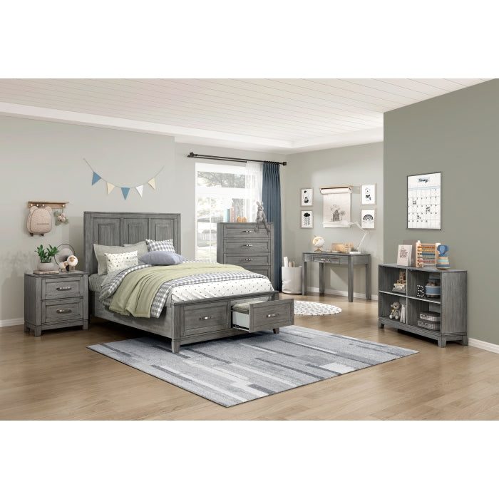 Homelagance 1450F-1* Garretson Gray Full Platform Bed with Footboard Storage