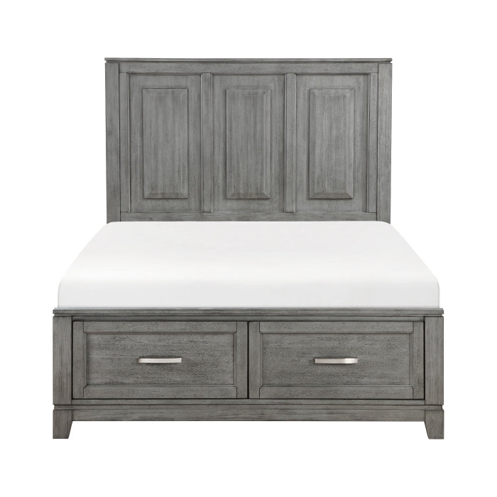 Homelagance 1450F-1* Garretson Gray Full Platform Bed with Footboard Storage