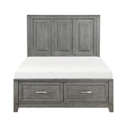 Homelagance 1450F-1* Garretson Gray Full Platform Bed with Footboard Storage