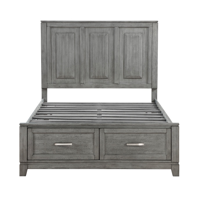Homelagance 1450F-1* Garretson Gray Full Platform Bed with Footboard Storage