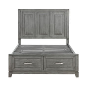 Homelagance 1450F-1* Garretson Gray Full Platform Bed with Footboard Storage