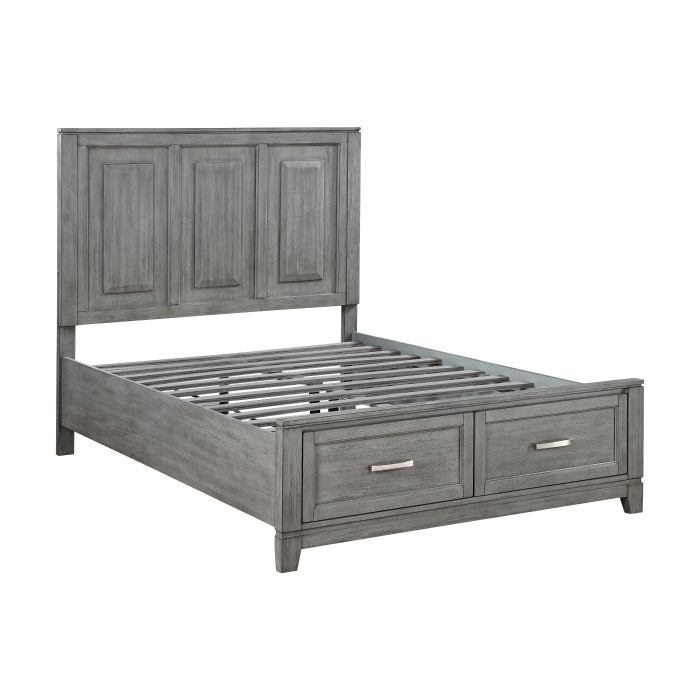 Homelagance 1450F-1* Garretson Gray Full Platform Bed with Footboard Storage