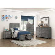 Homelegance 1450T-1* Garretson Gray Twin Platform Bed with Footboard Storage