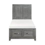 Homelegance 1450T-1* Garretson Gray Twin Platform Bed with Footboard Storage