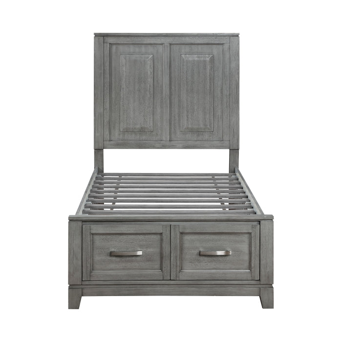 Homelegance 1450T-1* Garretson Gray Twin Platform Bed with Footboard Storage