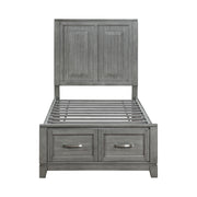 Homelegance 1450T-1* Garretson Gray Twin Platform Bed with Footboard Storage