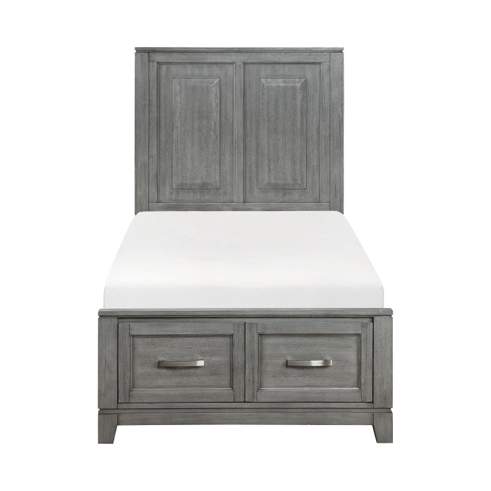 Homelegance 1450T-1* Garretson Gray Twin Platform Bed with Footboard Storage