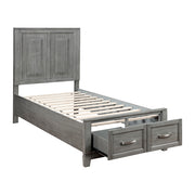Homelegance 1450T-1* Garretson Gray Twin Platform Bed with Footboard Storage