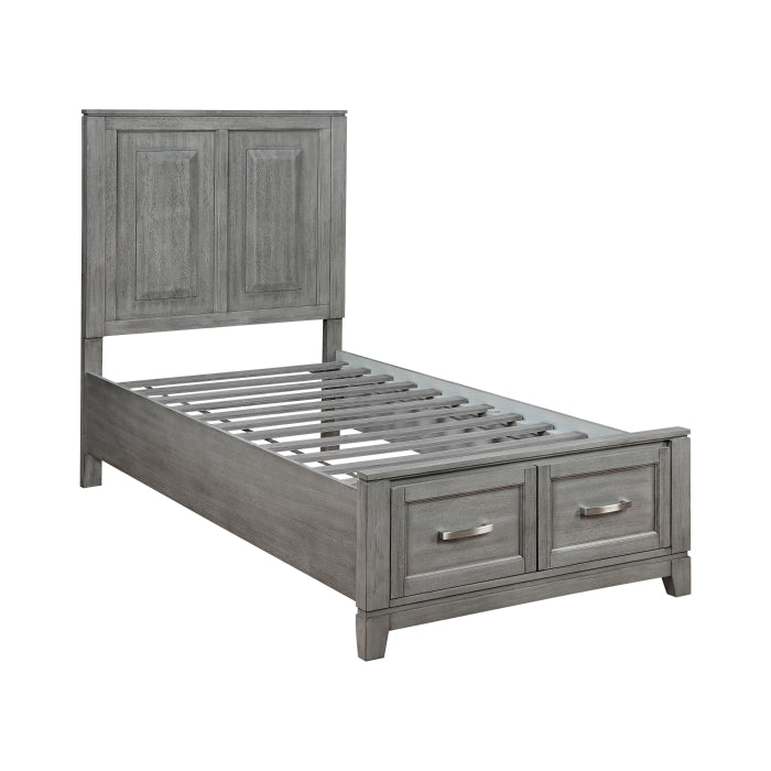Homelegance 1450T-1* Garretson Gray Twin Platform Bed with Footboard Storage