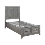 Homelegance 1450T-1* Garretson Gray Twin Platform Bed with Footboard Storage
