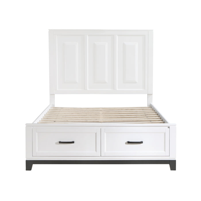 Homelegance 1450WH-1* Garretson White Queen Platform Bed with Footboard Storage