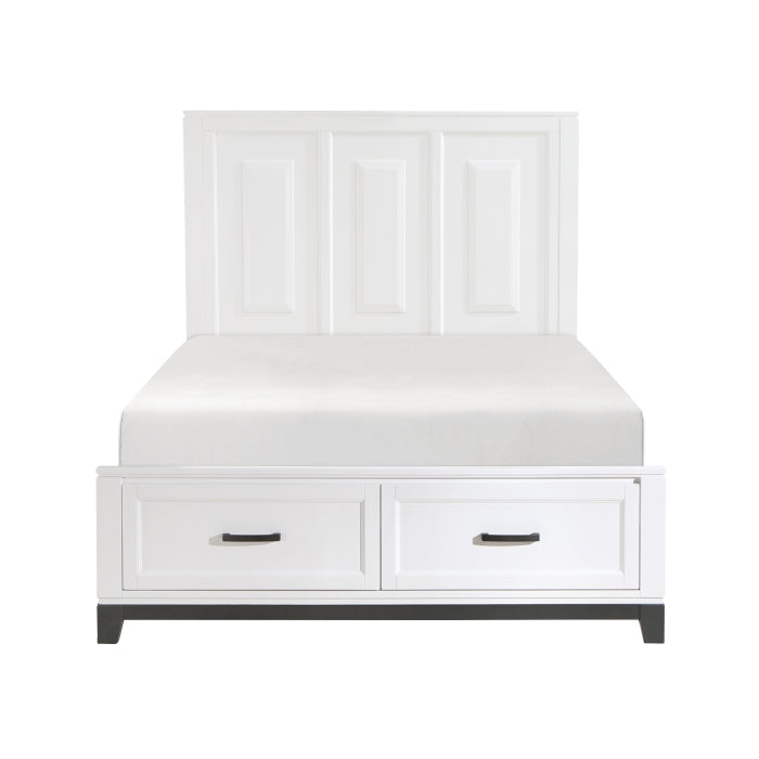 Homelegance 1450WH-1* Garretson White Queen Platform Bed with Footboard Storage