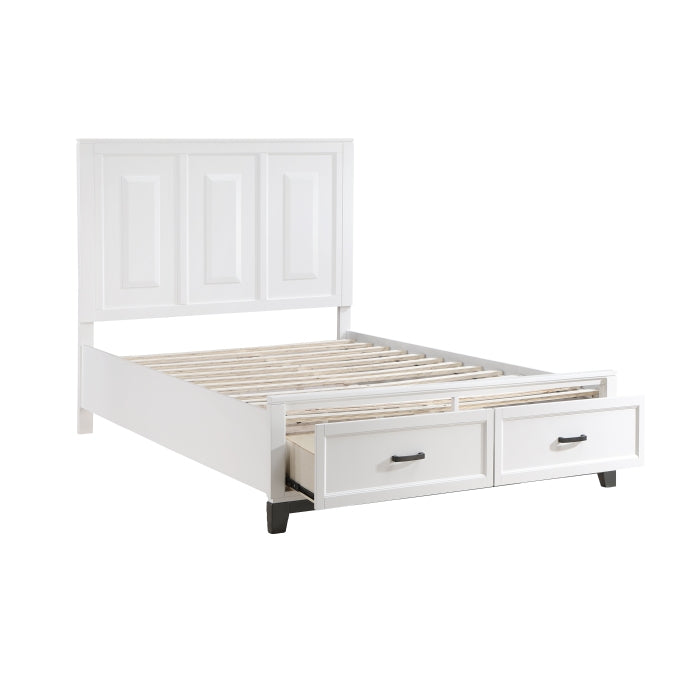 Homelegance 1450WH-1* Garretson White Queen Platform Bed with Footboard Storage