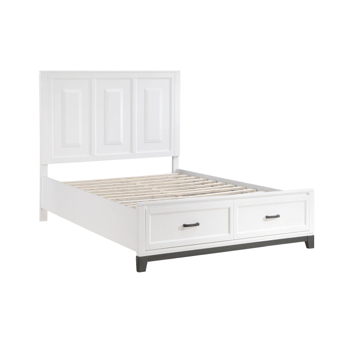 Homelegance 1450WH-1* Garretson White Queen Platform Bed with Footboard Storage